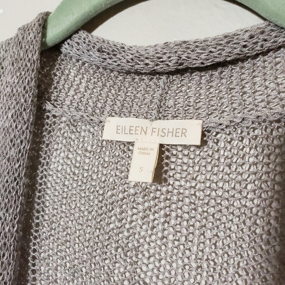 EILEEN FISHER Lagenloo Linen blend open knit coverup open wear blouse size Small - Picture 3 of 9